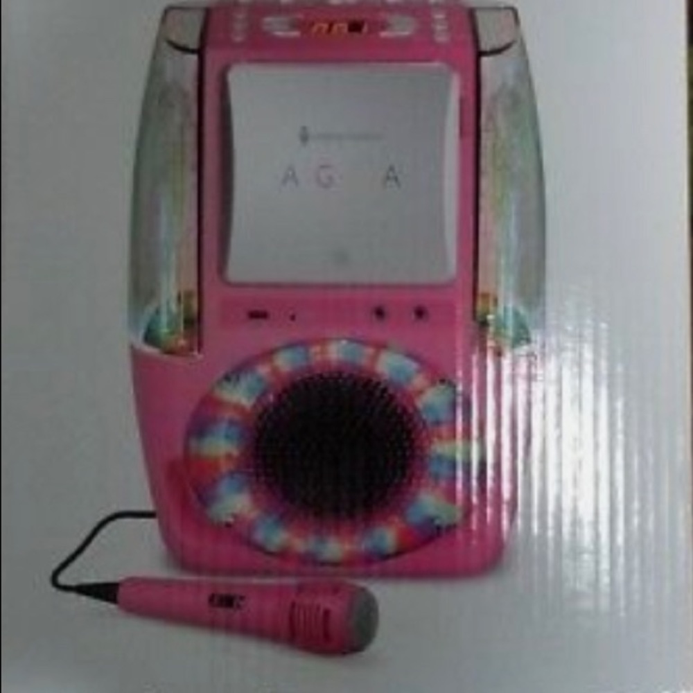 Pink karaoke machine side water falls